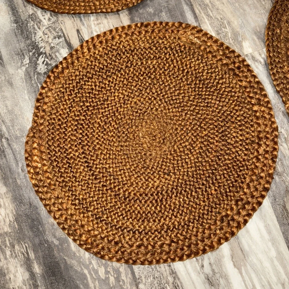 Woven Macrame Fiber 6 Pc Placemat Set Cottagecore Rust Brown Fall Autumn 15 In